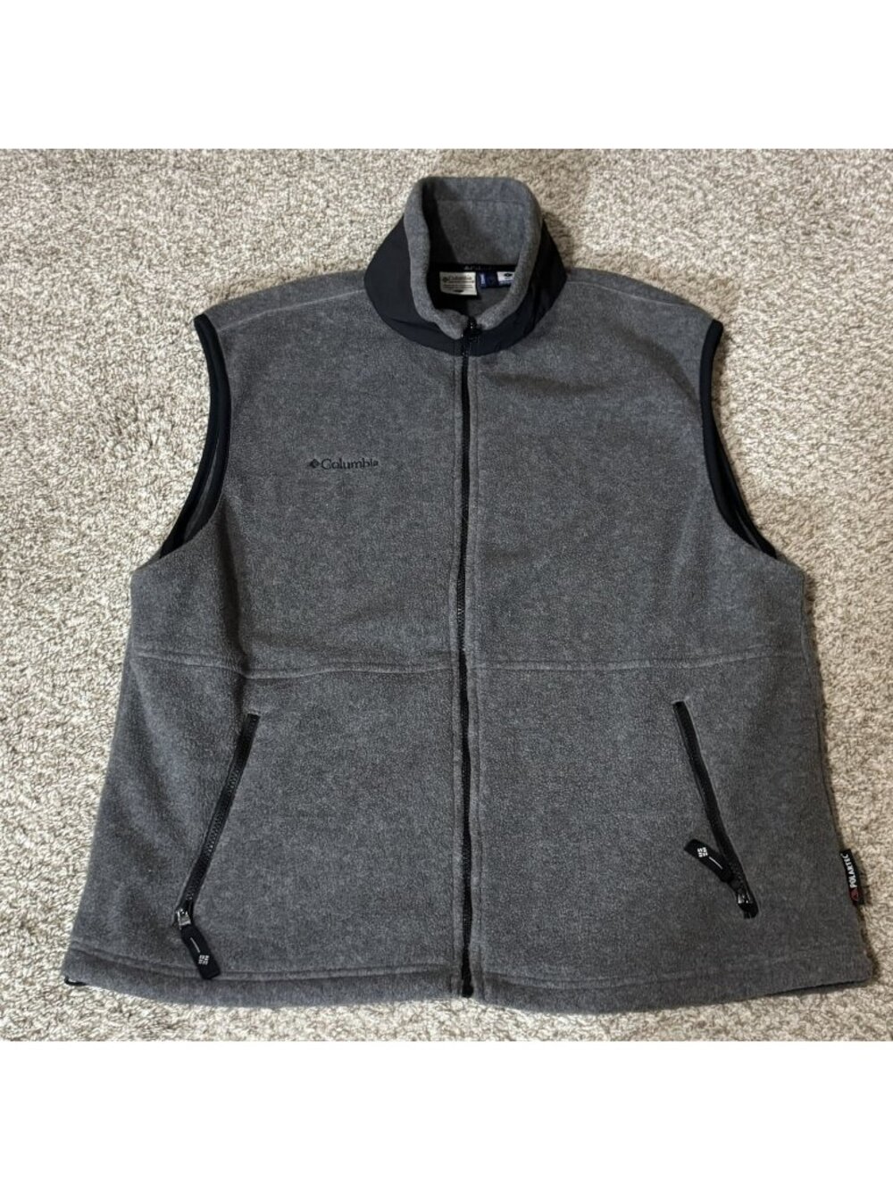 Columbia Fleece Vest Men's Large L Gray Polartec Full Zip Outdoor Core
